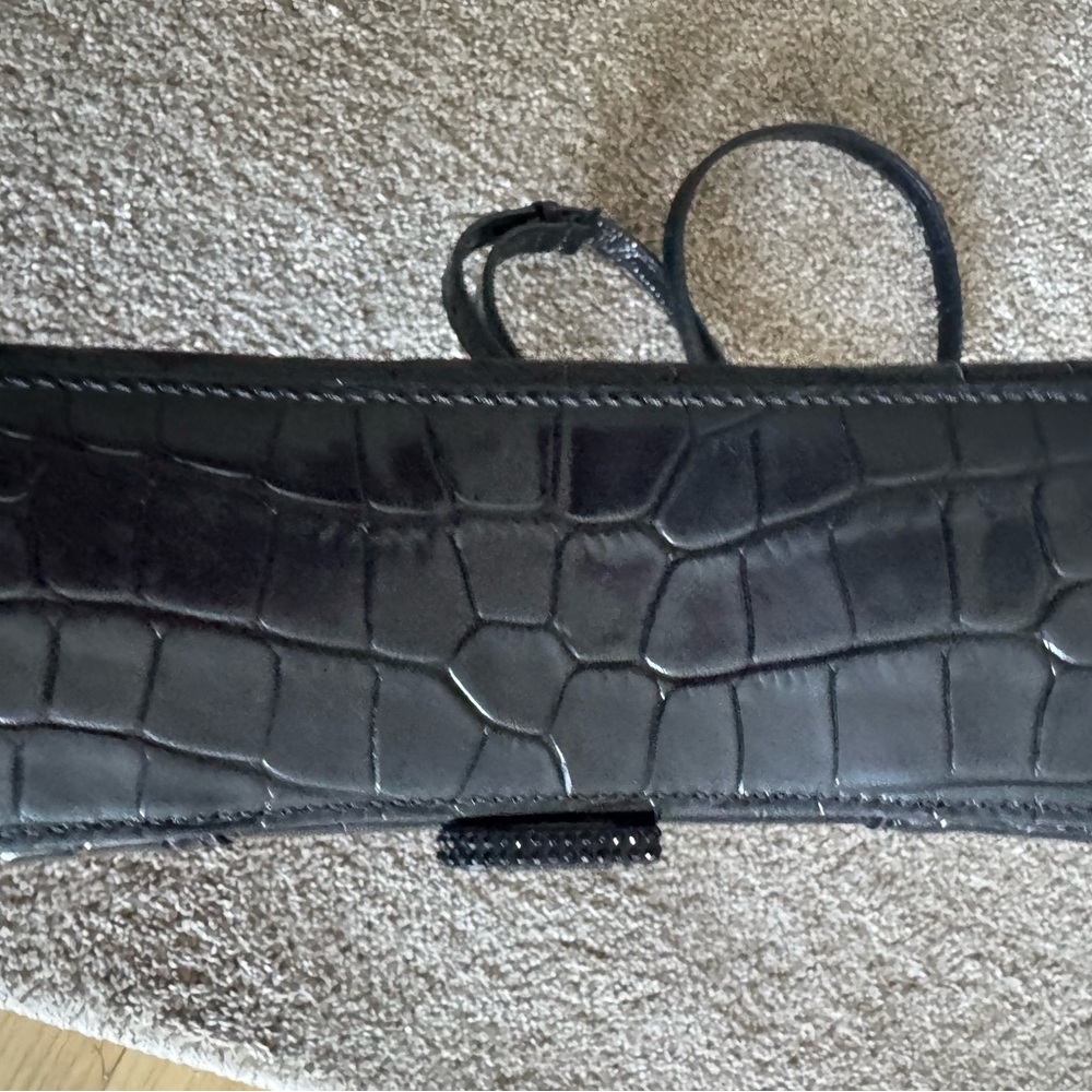 Balenciaga Mini hourglass Shiny Crystal Logo Croc Embossed Calfskin Bag Like new - Picture 5 of 8